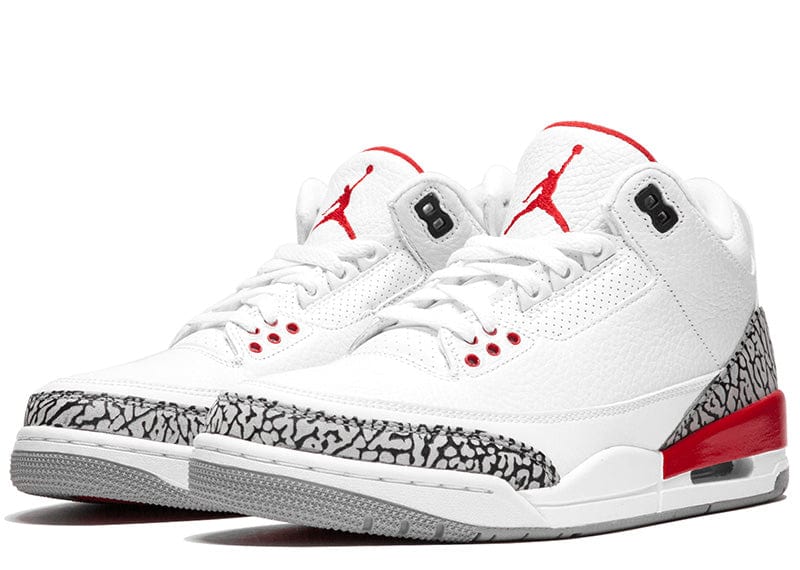 Air Jordan 3 Retro Cement Heat sneakers in white and red with elephant print, perfect streetwear for South Africa.