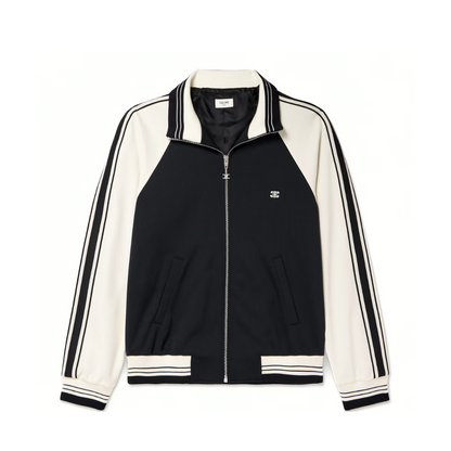 CELINE HOMME Logo-Embroidered Striped Tech-Jersey Track Jacket