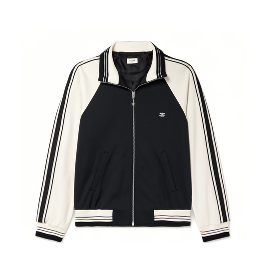 CELINE HOMME Logo-Embroidered Striped Tech-Jersey Track Jacket