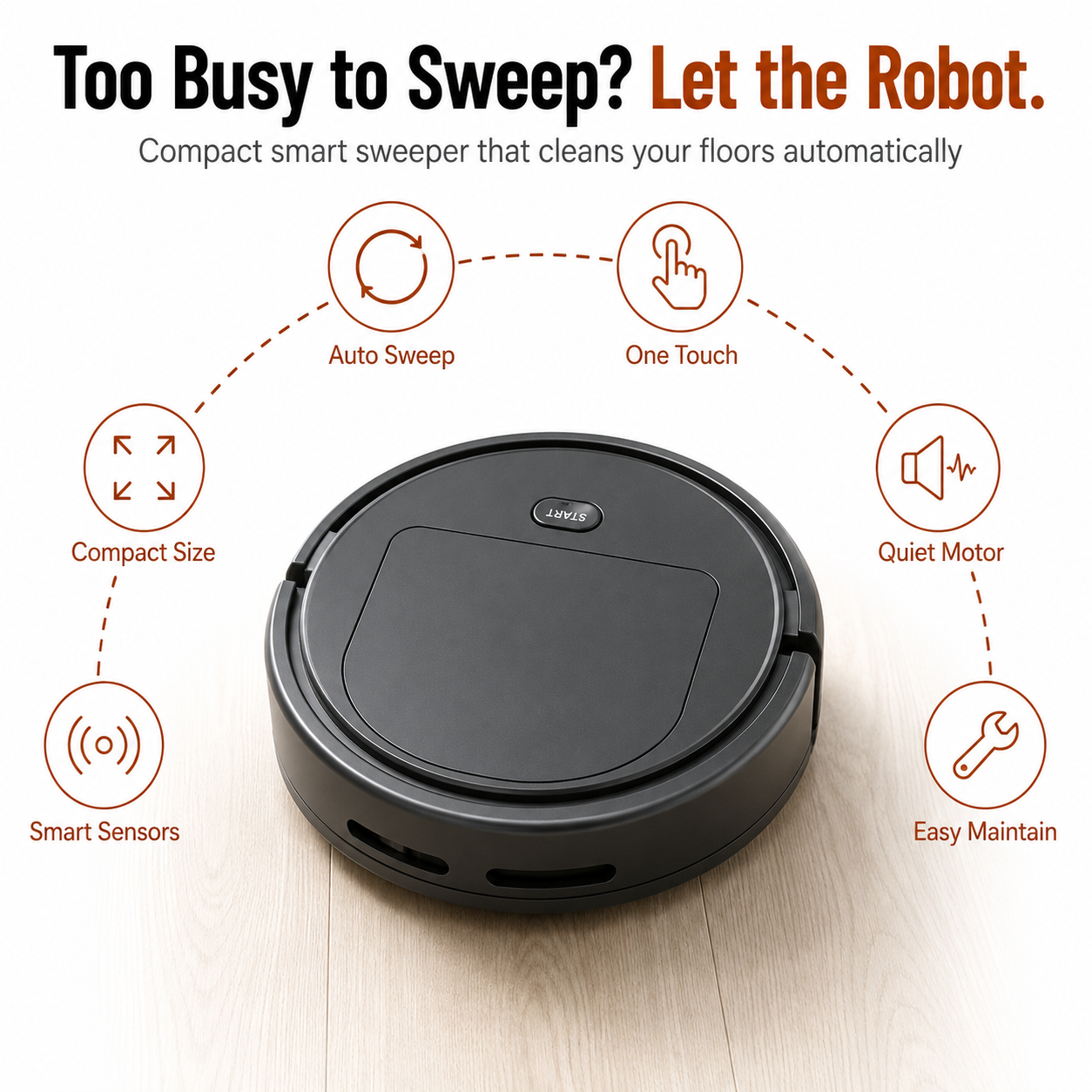 Sweeping Robot Autonomous Floor Cleaner | White / Charcoal